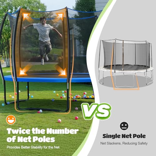 14FT Kids Trampoline with Enclosure, Ladder & Anti-Rust Frame
