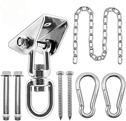 Gelury Silver Hammock Hanging Kit with 39-inch Chain, 1000lbs Capacity, Swivel Hooks for Indoor & Outdoor Use