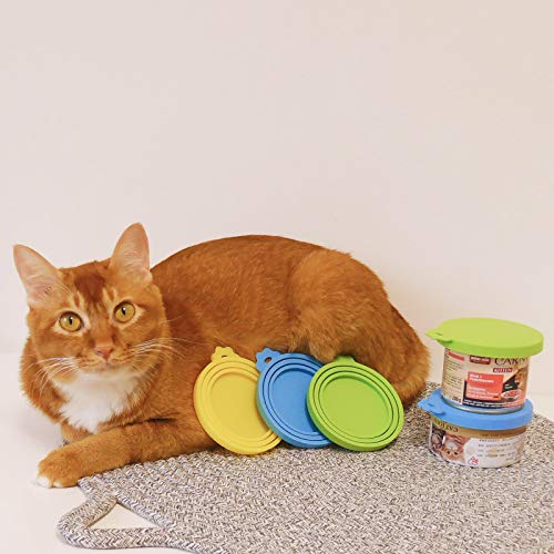 Universal Silicone Pet Food Can Lids - 3 Pack with Spoon, Food Grade