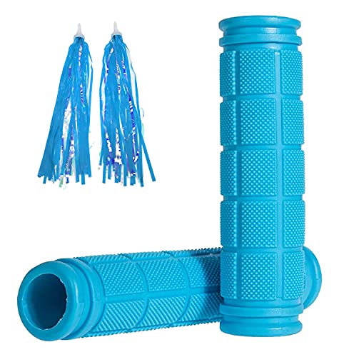 Bike Handlebar Grips with Tassels for Kids - Sky Blue