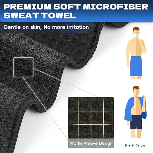 Microfiber Gym Towel - Quick Dry, Lightweight, 27x55 inches - Black