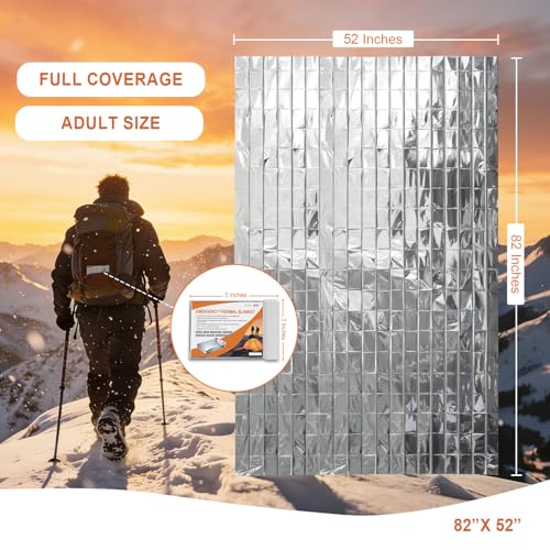 Thermal Mylar Emergency Blankets - 4 Pack, 82" x 52" Reusable Survival Gear