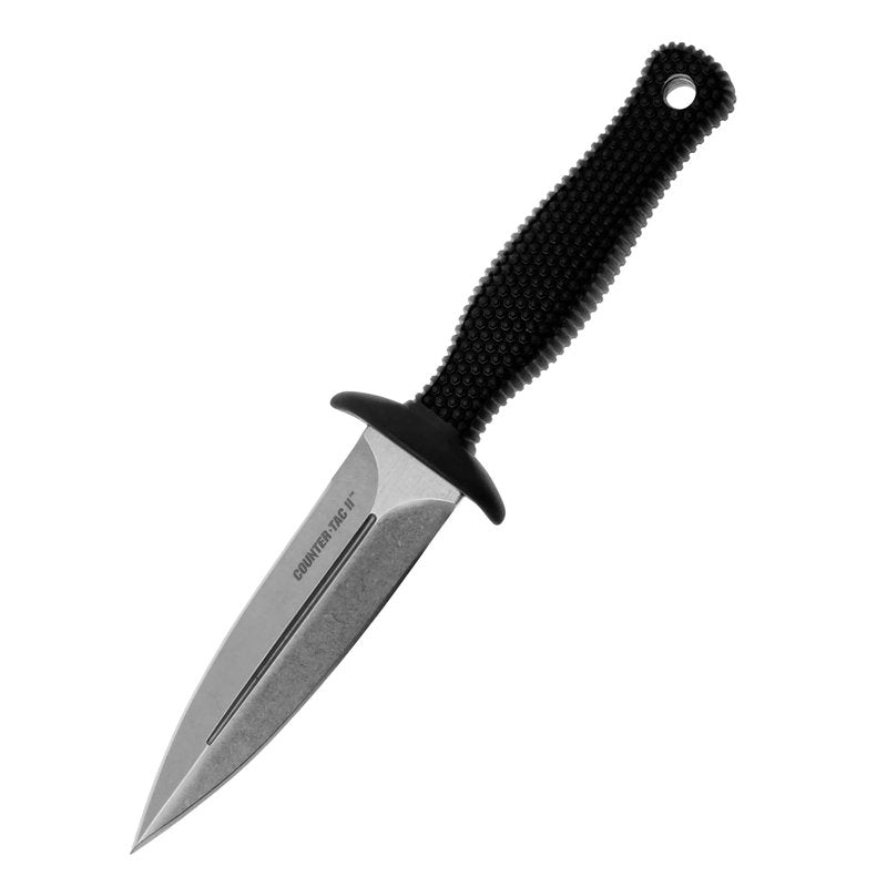 COLD STEEL COUNTER TAC II 3-3/8" Japanese AUS8A w/Stonewash Finish Spear Point Fixed Blade Multi-Purpose Tactical Game Hunting Boot Knife, Kray-Ex Handle, Weather-Resistant Secure-Ex Sheath