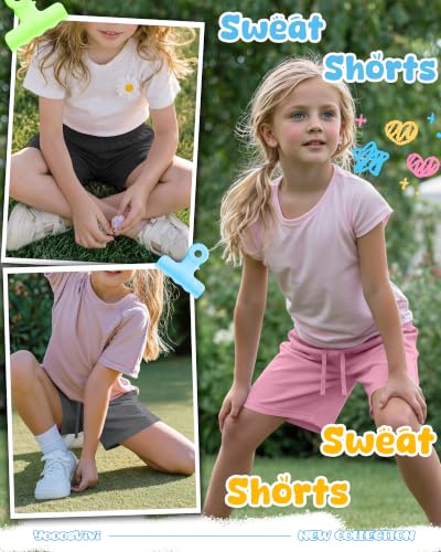 4 Pack Girls' Athletic Sweat Shorts - Comfortable Fit