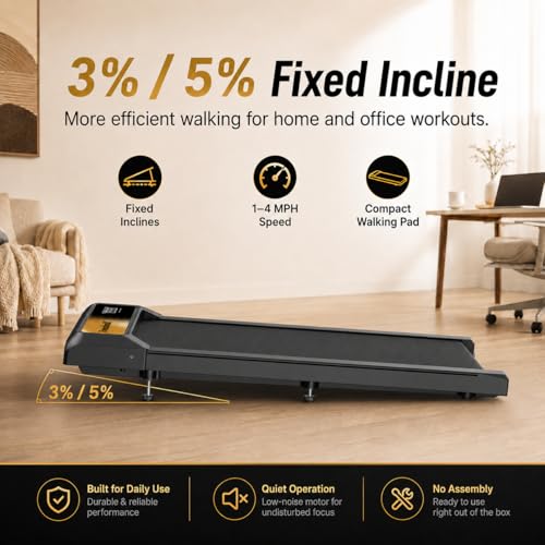Walking Treadmill Pad with Adjustable Incline & APP Sync - Gold