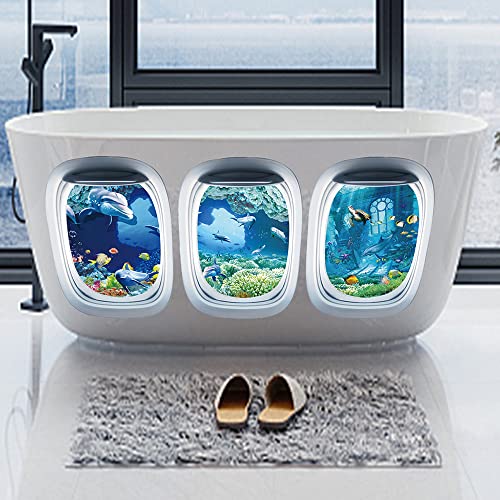 Wall Stickers, Ocean World Theme, 3Pcs Decals Removable for Bathroom