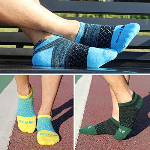 BIOAUM X-Large Multicolor 6 Pairs Men’s Cushioned Ankle Socks, Athletic Low Cut Running
