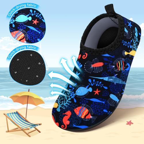 Toddler Kids Quick Dry Non-Slip Swim Water Shoes - Ocean Black 10.5-11.5