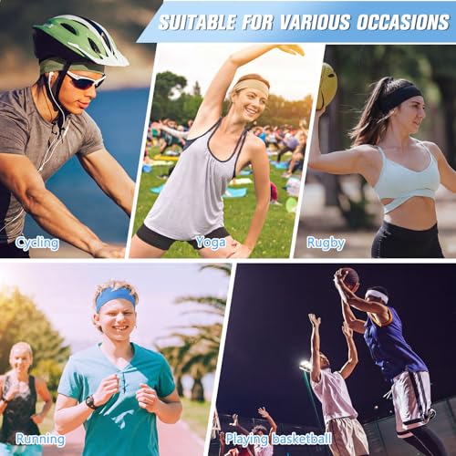 12 Pack Sport Headbands - Elastic Sweatbands for Women, 12 Colors
