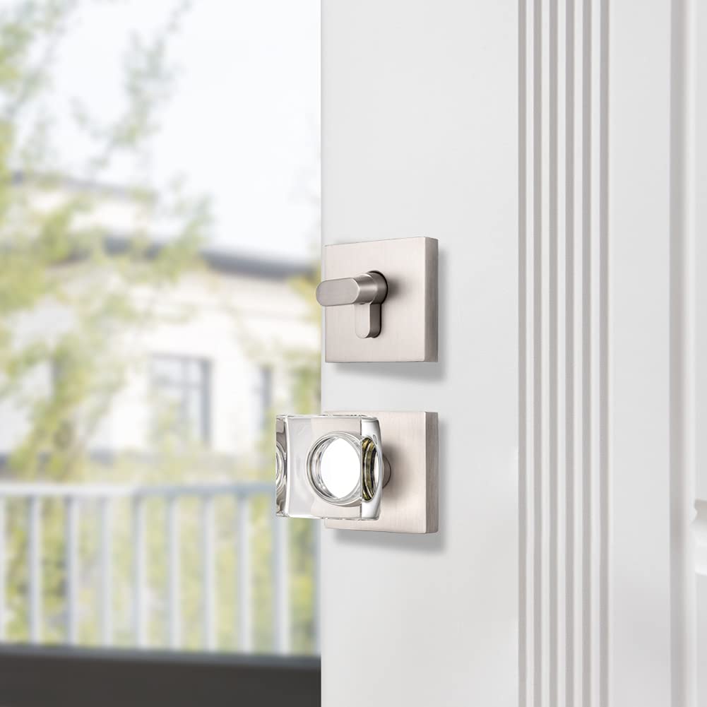 coolnews Crystal Glass Door Locks with Deadbolts, Entry Door Knob and Deadbolt Lock Set, Satin Nickel
