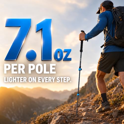 TheFitLife Carbon Fiber Trekking Poles Ultralight Walking Sticks - Orange