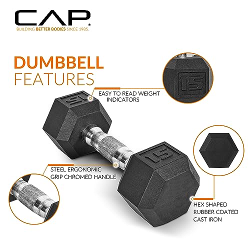 Rubber Hex Dumbbell Set with Vertical Rack - 150 lb Complete Set