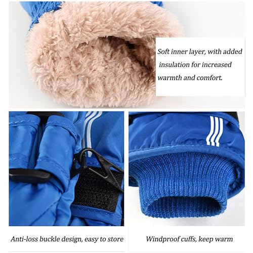 Winter Skiing Snowboarding Gloves for Kids - Pink Mittens