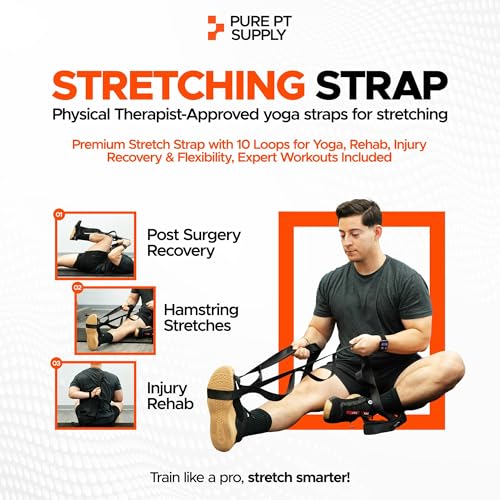 Non-Elastic Stretching Strap with 10 Loops for Flexibility Training