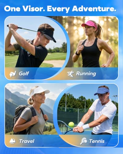 Sport Sun Visor Hat - Lightweight Quick Dry for Men & Women - Medium / White