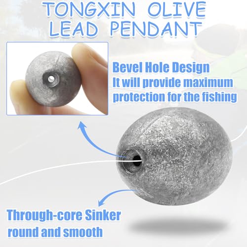 Egg Weights Fishing Sinkers - 1/8oz Assortment (20pc) Lead Drop Weight