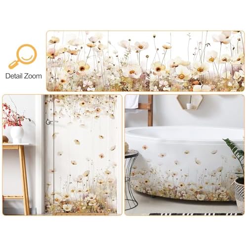 3D Removable Flowers Wall Decals Peel and Stick Floral Plants Wall Stickers Vinyl Wildflower Grass Wall Stickers Mural Art Decor for Nursery Bedroom Living Room Home Kitchen
