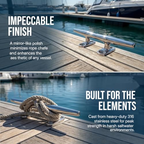 MIZUGIWA 4-Inch Stainless Steel Boat Cleats Pack of 2 - Silver Marine Dock Hardware