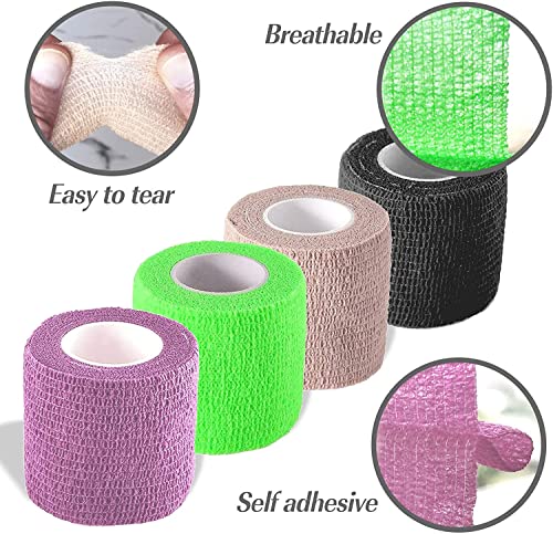 Self-Adherent Elastic Bandage Wrap - 2 Inch - 6 Pack for Sports & First Aid