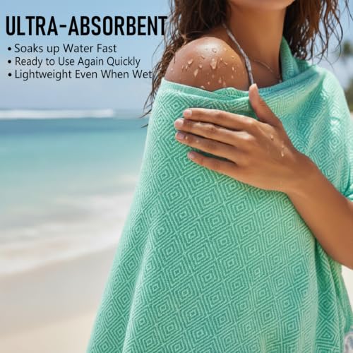 Oversized Turkish Beach Towels - 4 Pack Lightweight & Quick Dry
