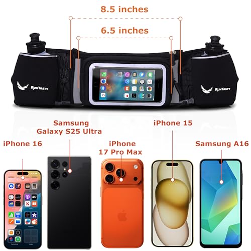 Hydration Belt - Premium Running Fuel Belt with 2 BPA-Free 10 oz Bottles - Stylish Black