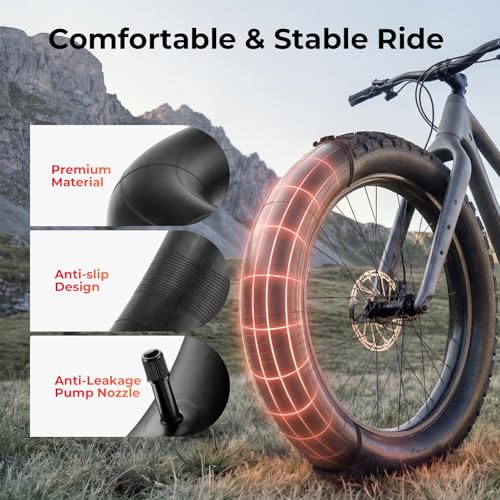 JUCEO 20x4.0 Fat Bike Inner Tubes - Puncture-Resistant, E-Bike Compatible, 2 Pack