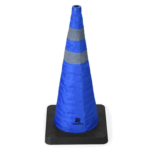 28 Inch Collapsible Traffic Safety Cones - Weighted Base & Reflective Collars, 4 Pack