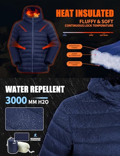 Pioneer Camp Men's Lightweight Packable Puffer Jacket - XL Indigo Blue Winter Coat