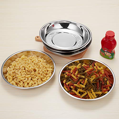 Eslite 9-Inch 18/10 Stainless Steel Dinner Plates - Set of 6