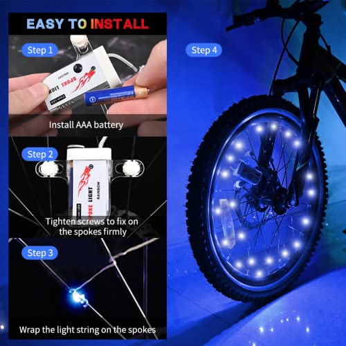 LED Bike Wheel Lights - Ultra Bright Waterproof Spoke Lights, 2-Pack - Blue