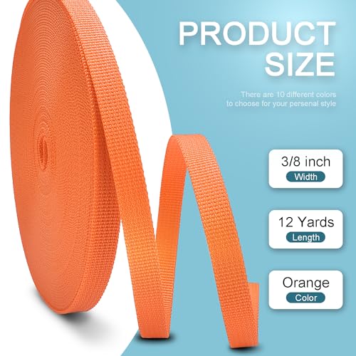 3/8" Heavy Duty Nylon Webbing Strap - 12 Yards - Orange