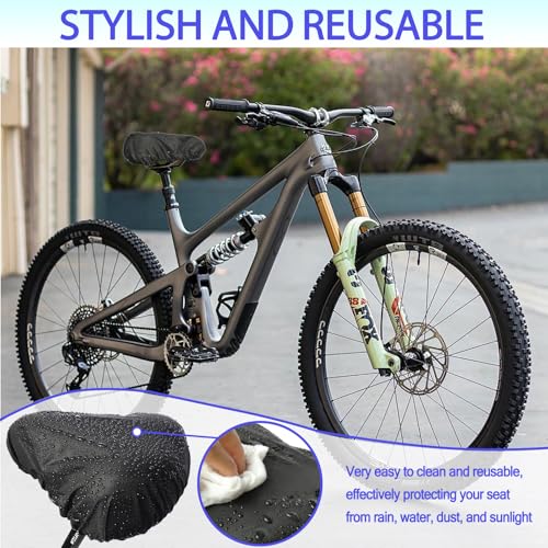 Black Waterproof Bicycle Seat Cover - Rainproof, UV-Resistant, Reusable, Easy Install, for City & Wide Seats (2pcs)