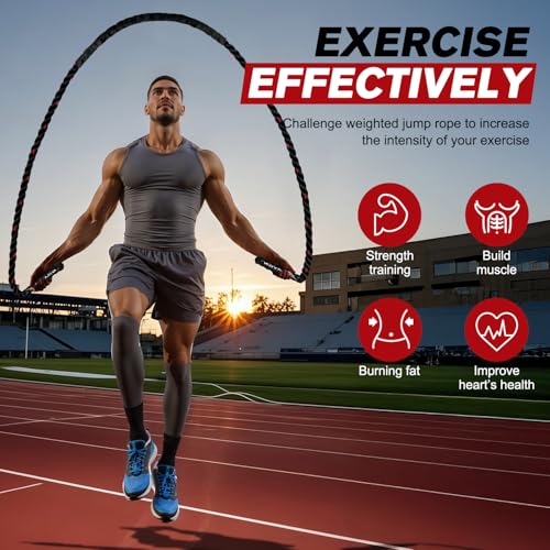 Weighted Jump Rope for Fitness - 2.8lb Heavy Skipping Rope
