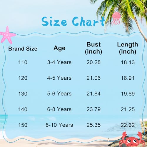 XiaoMoSha Girls Swimsuits 5-6 Years Ruffled Round Neck One-Piece Bathing Suit UPF 50+ Summer Hawaii Swimwear - Cutestrawberry