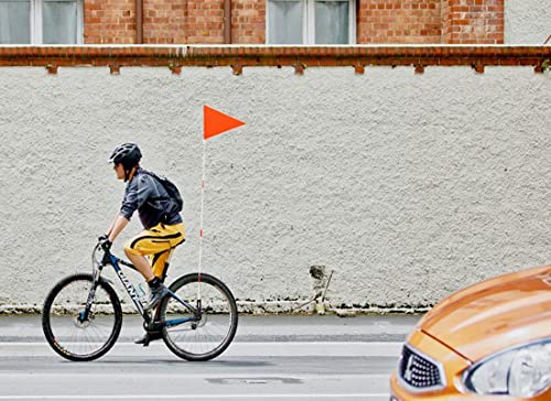 Upgraded Bike Flags with Pole, 6 ft High Visibility Orange Fags