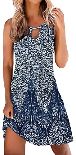 ETCYY New Floral Print Summer Beach Cover-Up Dress with Pocket - Medium / Sun Dress