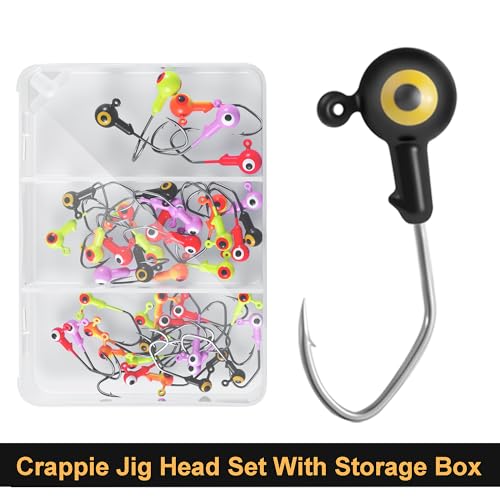 Crappie Jig Head Hook Kit - 45 Pack with Vibrant Colors