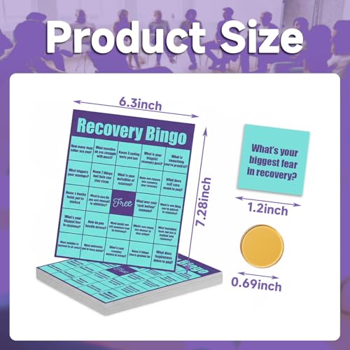 Adult Recovery Bingo Game with 24 Cards and 200 Chips - Support Group Activity