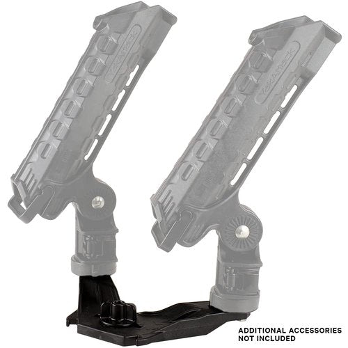 YakAttack DoubleHeader Track Mount | Dual Accessory Mount for Kayak Gear | LockNLoad Compatible | Offset Paddle Holder & Rod Holder Base | Made in USA