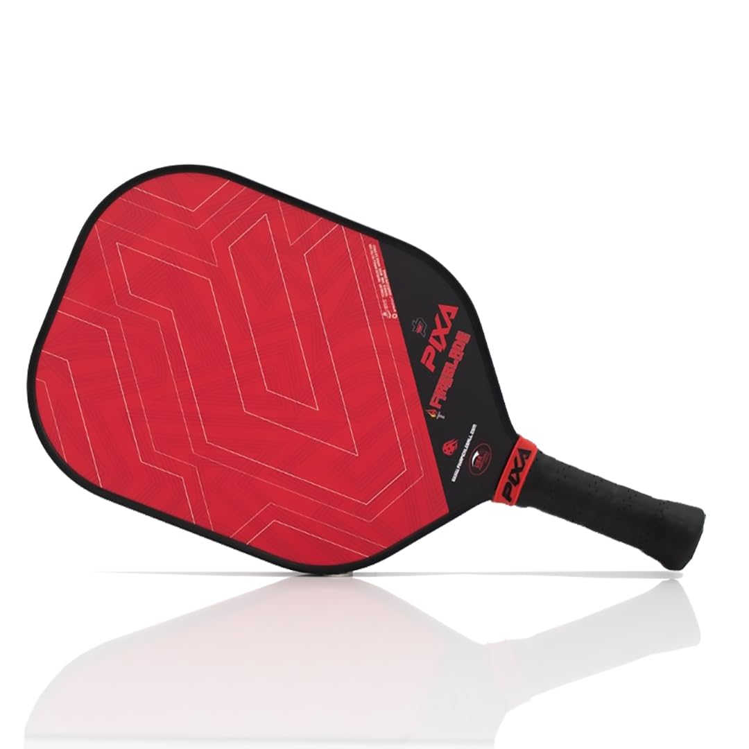 PIXA Fireblade 16mm Fiberglass/Grit Pickleball Paddle Set of 2, w/ 4 Balls and 2 Cooling Towels, Bag; with Grit/Spin!, 16mm, Beginner Racket/Intermediate Racquet, Great Gift!