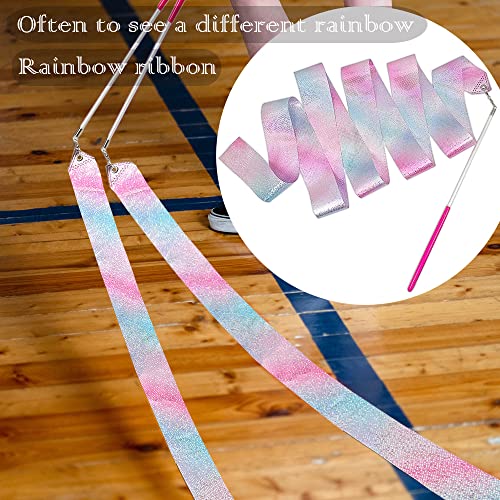 78.7-Inch Rhythmic Gymnastics Ribbon with Wand - 2 Pcs Pink