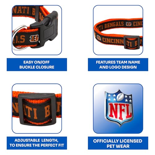 NFL Cincinnati Bengals Dog Collar - Medium, Heavy-Duty & Durable