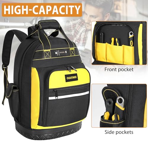 Tool Backpack, Tools Bag with Multi-Use Pockets, Waterproof Tool Bag with Padded Shoulder, Back, and Waist Straps