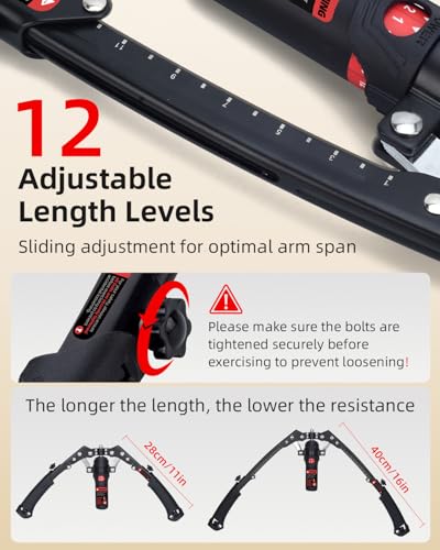 Hydraulic Power Chest Expander - Adjustable Resistance Arm Trainer - Black