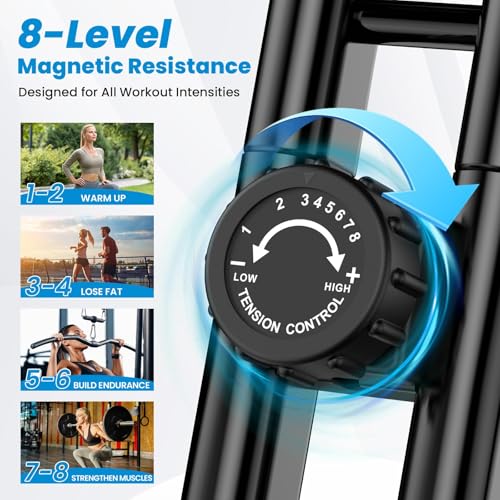 Foldable Exercise Bike with 8-Level Magnetic Resistance - Blue