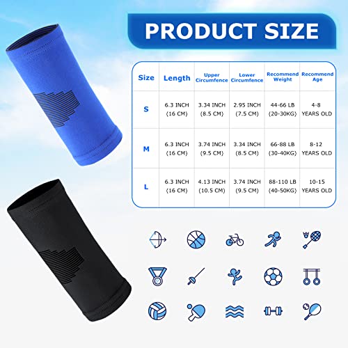 Kids Elbow Compression Sleeves - 2 Pairs, Medium for Sports