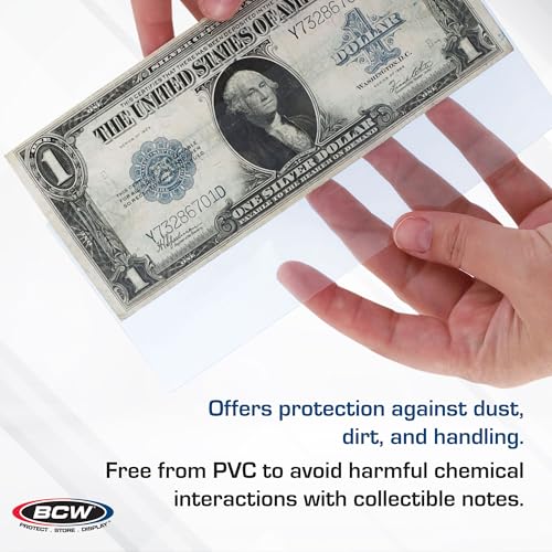 Large Bill Currency Sleeves - 100-Pack | Archival Safe Clear Protectors