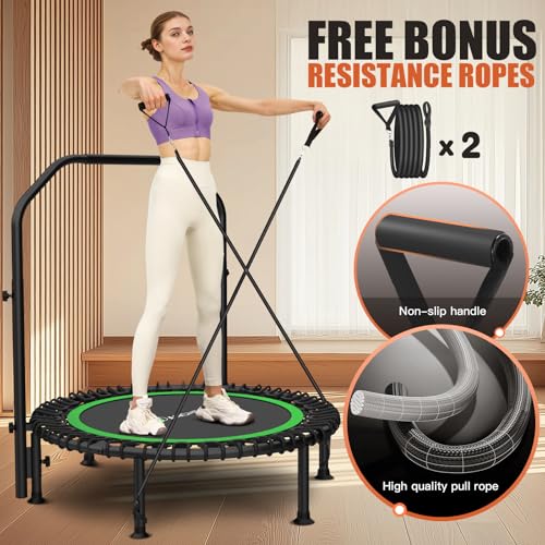 Fitness Trampoline 40" Bungee Rebounder with Adjustable Handle - Training Green