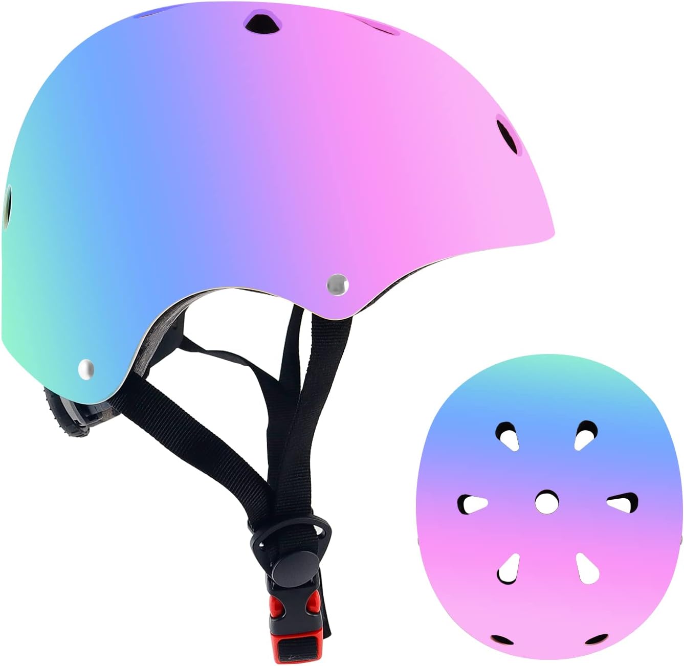 Skiennix Adjustable Toddler Bike Helmet - Color Gradient Design for Ages 2-8 | Multi-Sport Safety Gear