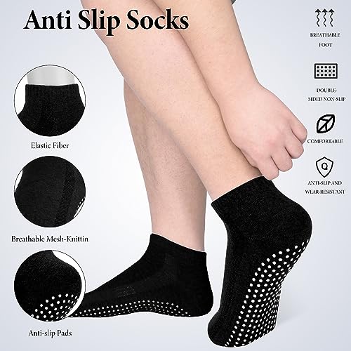 Non-Slip Yoga Socks with Grips - 4 Pairs, Black